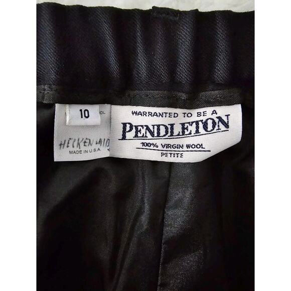Pendleton Wool Pants Women 10P Black High Waist Pleated USA Workwear Career - Picture 10 of 12